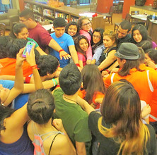  huddle at the end of the 2014 summer institute